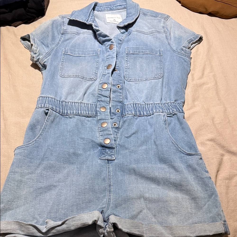 Light Wash Denim Short Romper